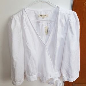 Madewell white wrap top NWT